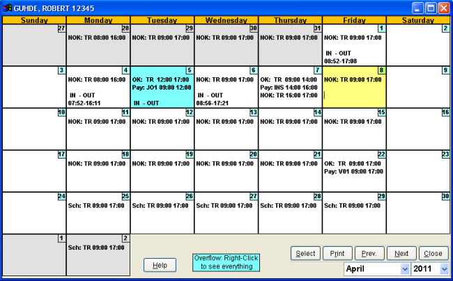 employee schedule account